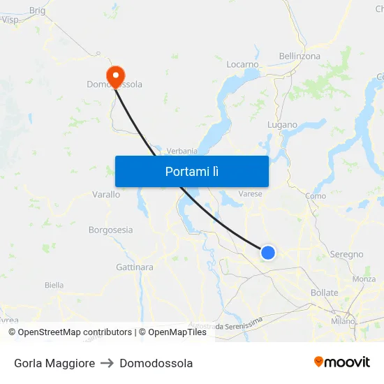 Gorla Maggiore to Domodossola map