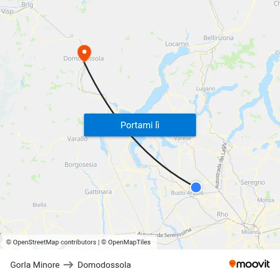 Gorla Minore to Domodossola map