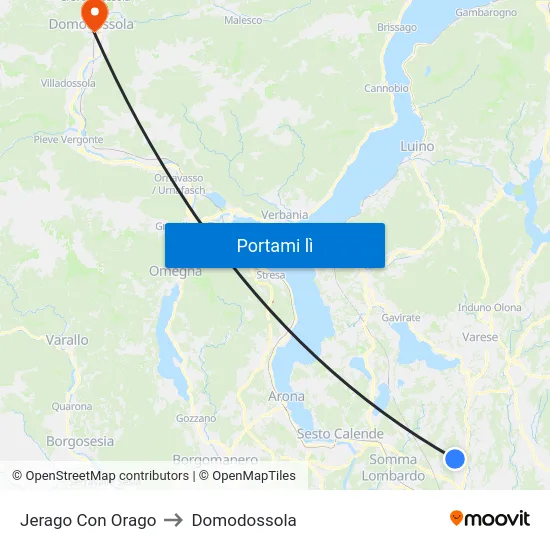 Jerago Con Orago to Domodossola map