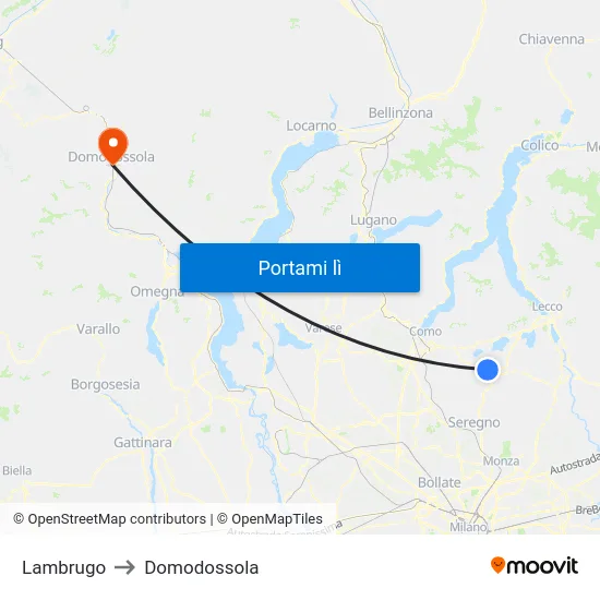 Lambrugo to Domodossola map