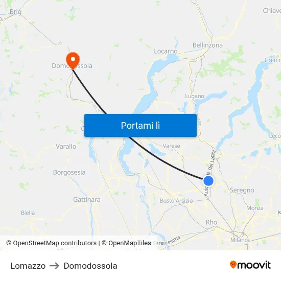 Lomazzo to Domodossola map