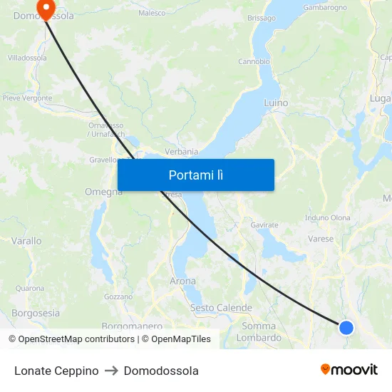 Lonate Ceppino to Domodossola map