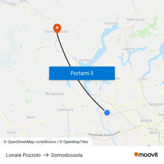 Lonate Pozzolo to Domodossola map