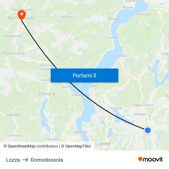 Lozza to Domodossola map