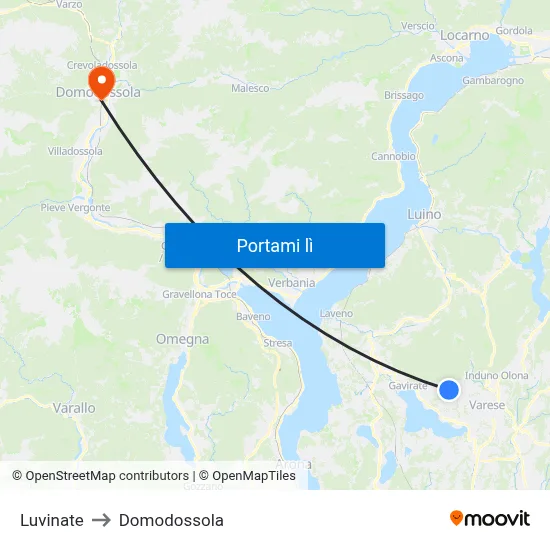 Luvinate to Domodossola map