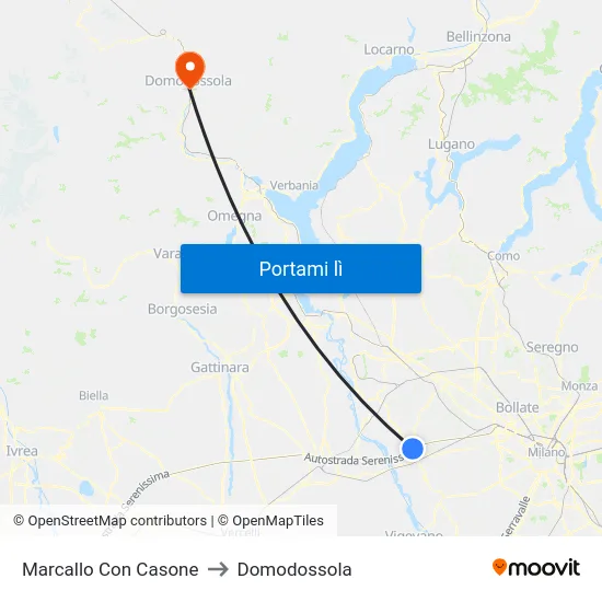 Marcallo Con Casone to Domodossola map