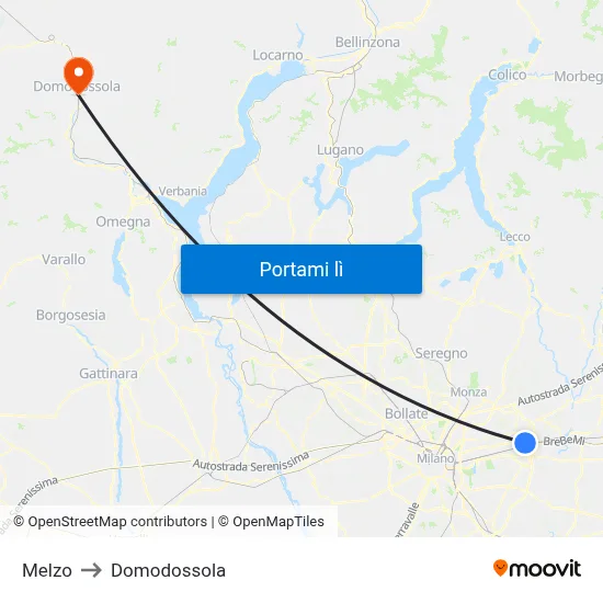 Melzo to Domodossola map