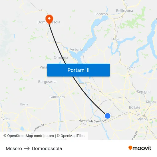 Mesero to Domodossola map