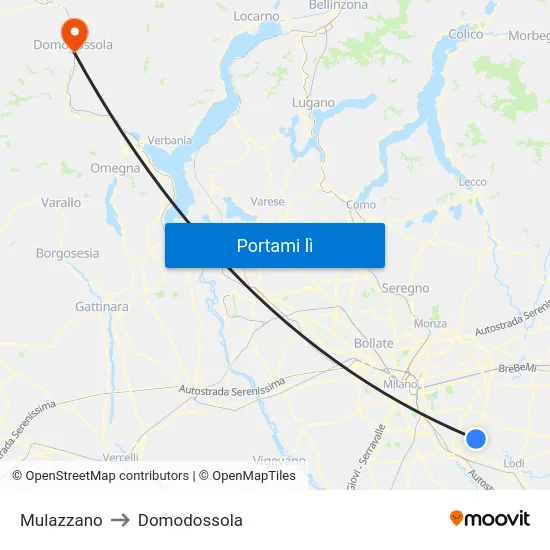 Mulazzano to Domodossola map
