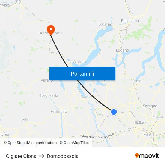 Olgiate Olona to Domodossola map