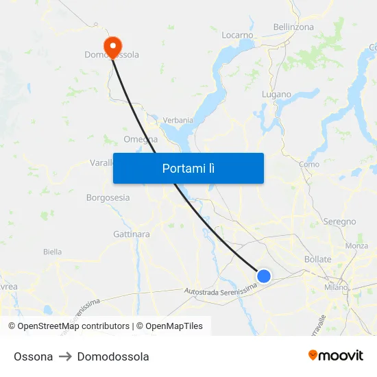 Ossona to Domodossola map