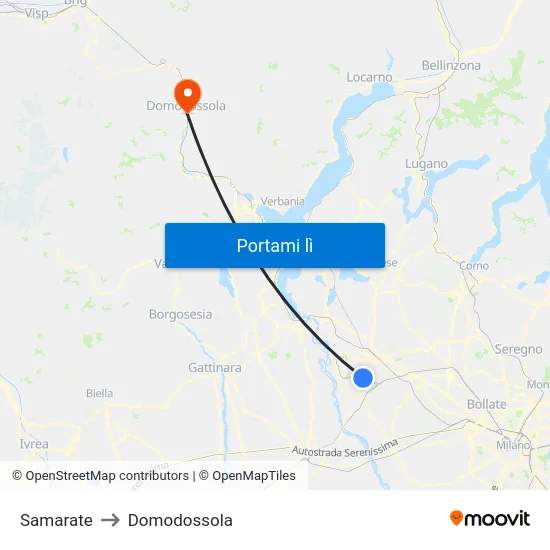 Samarate to Domodossola map