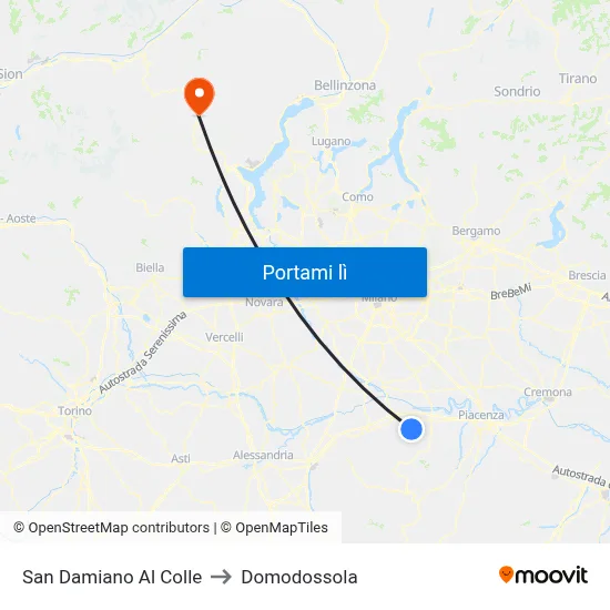 San Damiano Al Colle to Domodossola map