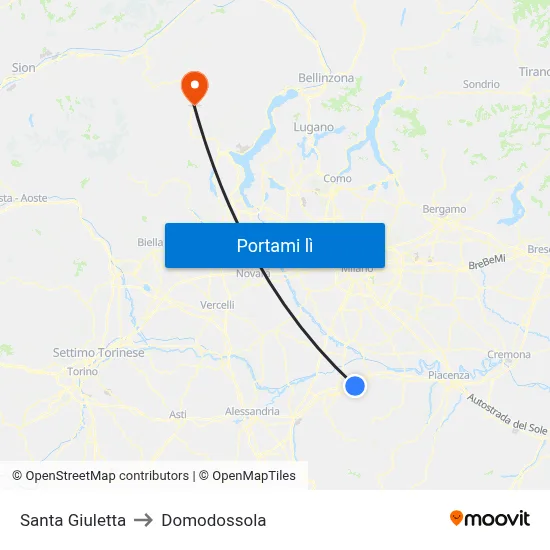 Santa Giuletta to Domodossola map