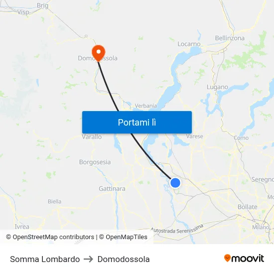 Somma Lombardo to Domodossola map