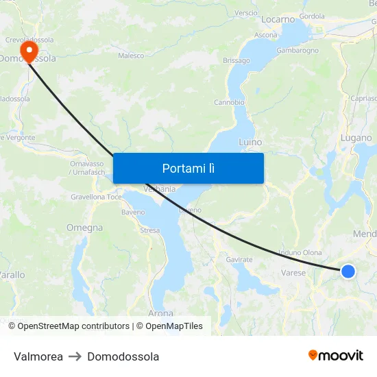 Valmorea to Domodossola map