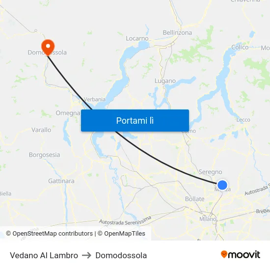 Vedano Al Lambro to Domodossola map