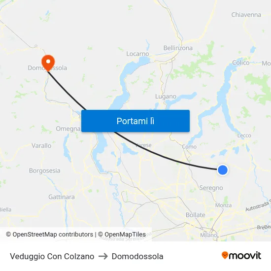Veduggio Con Colzano to Domodossola map
