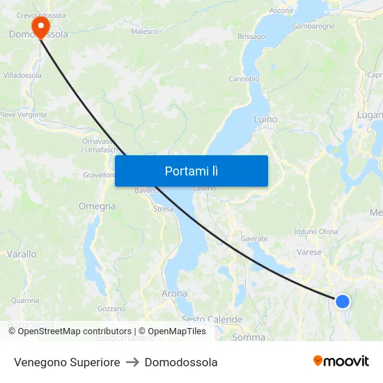 Venegono Superiore to Domodossola map