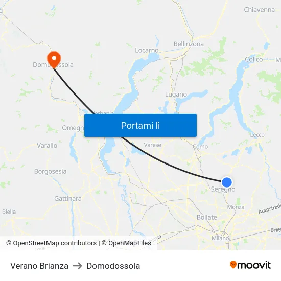 Verano Brianza to Domodossola map