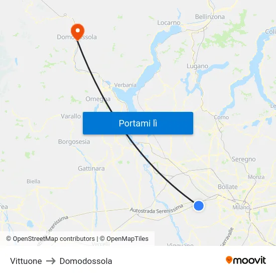 Vittuone to Domodossola map