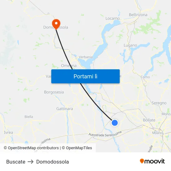 Buscate to Domodossola map
