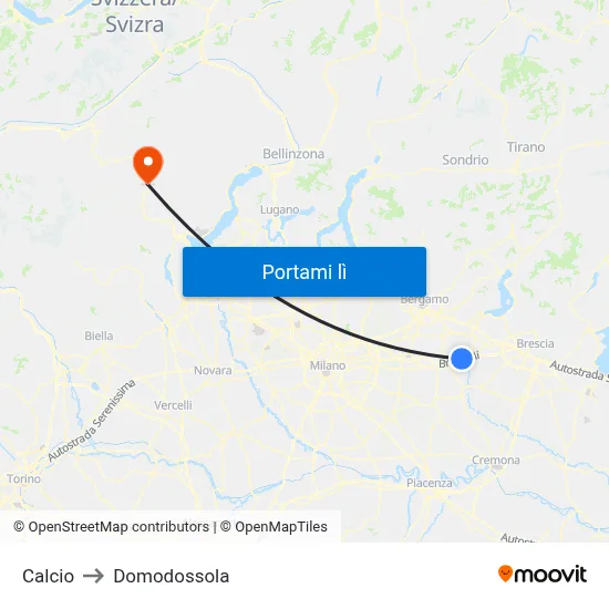 Calcio to Domodossola map