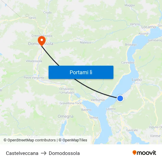 Castelveccana to Domodossola map