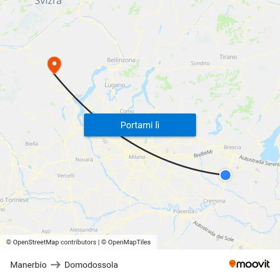 Manerbio to Domodossola map