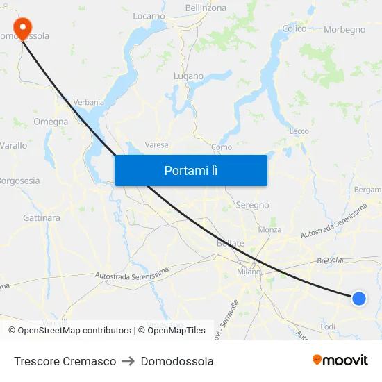 Trescore Cremasco to Domodossola map