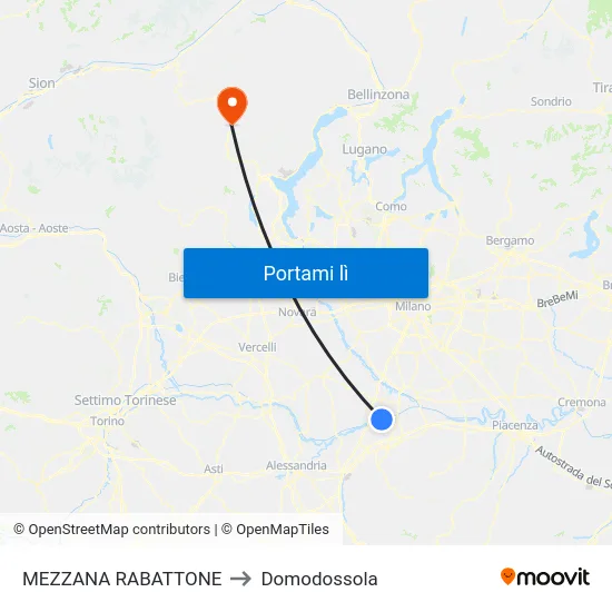 MEZZANA RABATTONE to Domodossola map