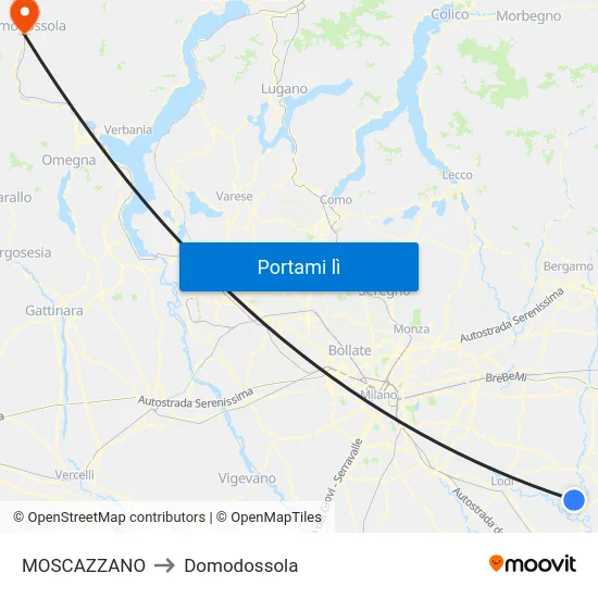 MOSCAZZANO to Domodossola map