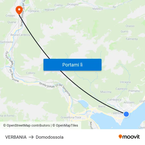 VERBANIA to Domodossola map