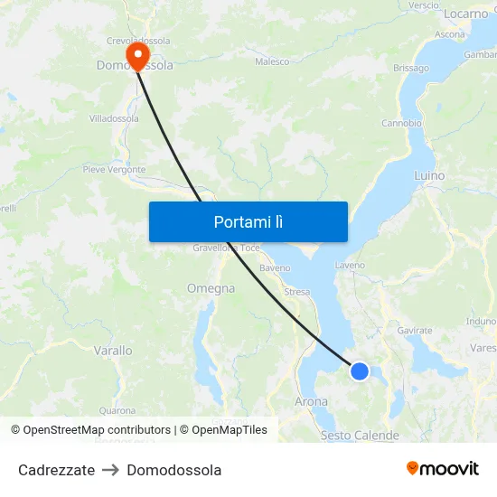 Cadrezzate to Domodossola map
