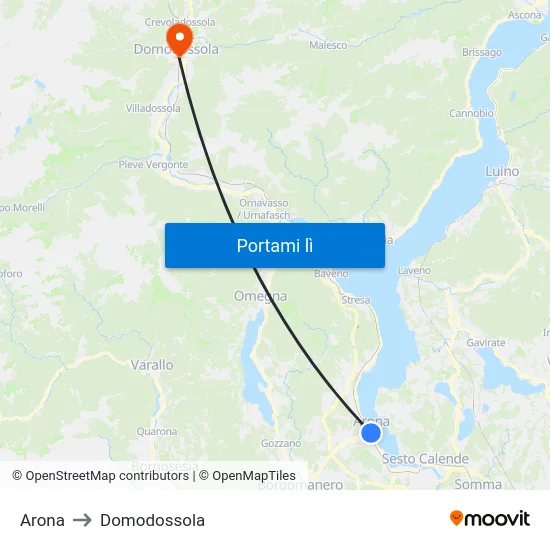 Arona to Domodossola map