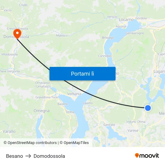Besano to Domodossola map