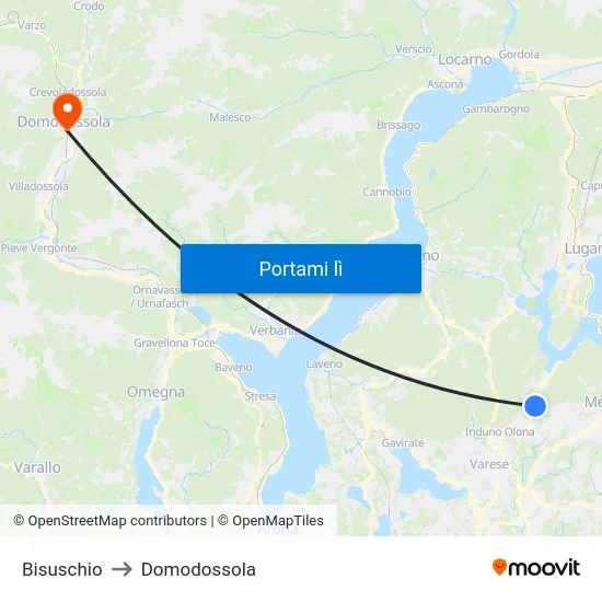 Bisuschio to Domodossola map