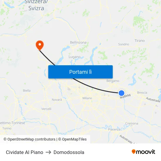 Cividate Al Piano to Domodossola map