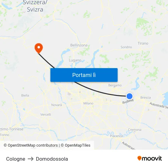 Cologne to Domodossola map