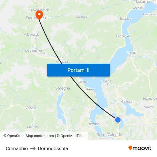 Comabbio to Domodossola map
