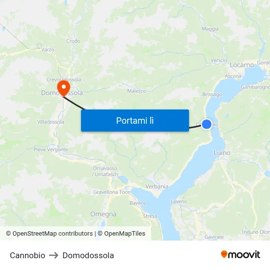 Cannobio to Domodossola map
