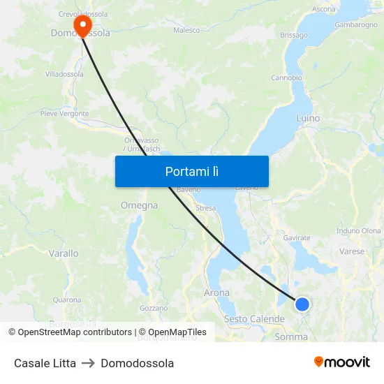 Casale Litta to Domodossola map