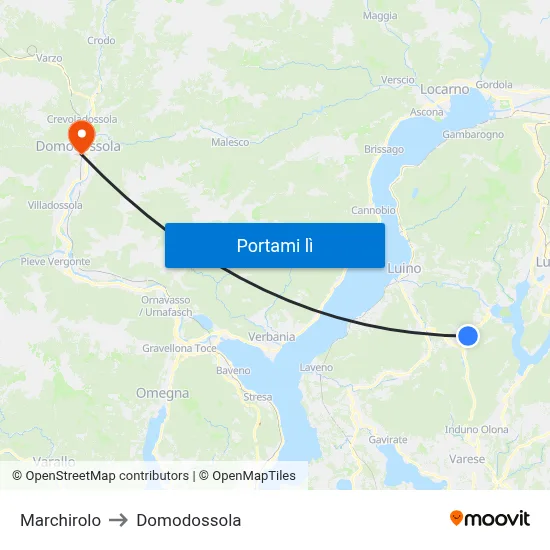 Marchirolo to Domodossola map
