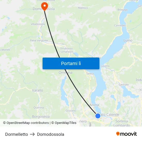 Dormelletto to Domodossola map