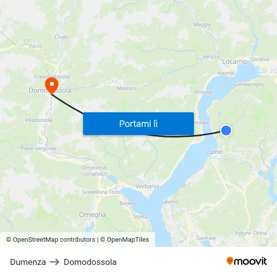 Dumenza to Domodossola map