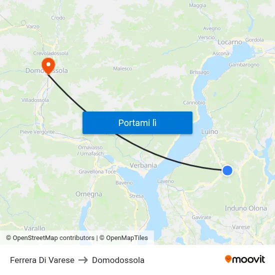 Ferrera Di Varese to Domodossola map