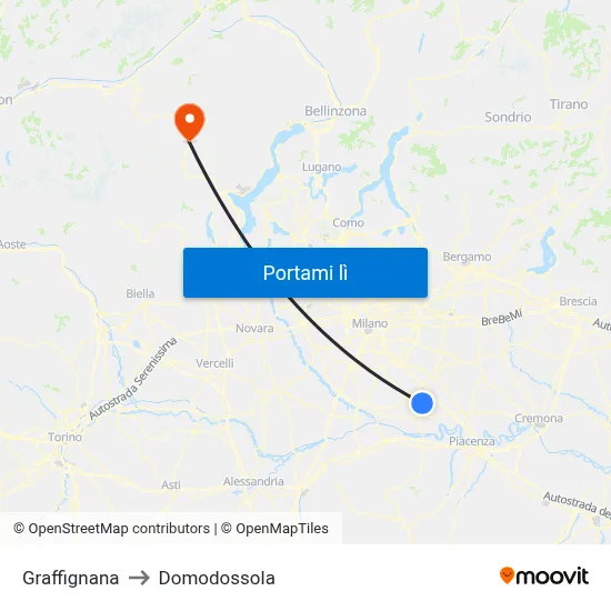 Graffignana to Domodossola map