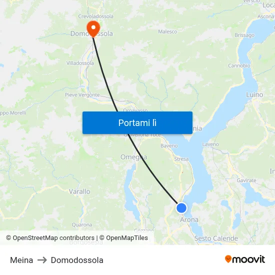 Meina to Domodossola map