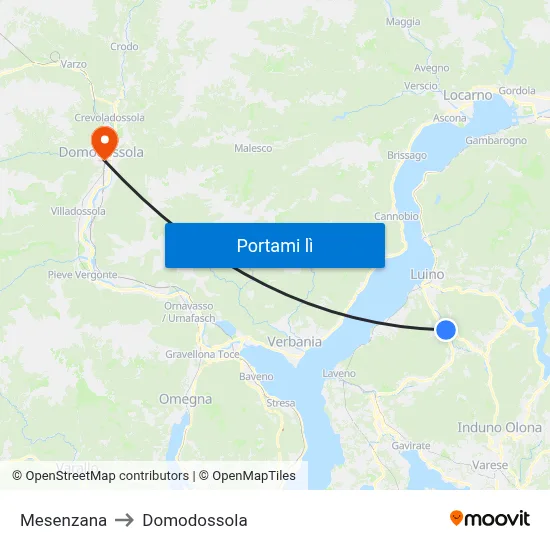Mesenzana to Domodossola map