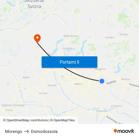 Morengo to Domodossola map